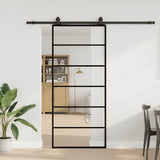 Sliding Door with Hardware Set Black 90x205 cm ESG Glass 3375928