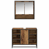 Bathroom Furniture Set with Door 2 pcs Old Wood Engineered Wood 3402527