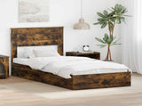 Storage Bed with Drawer Smoked Oak 90 x 190 cm Engineered Wood 3409941