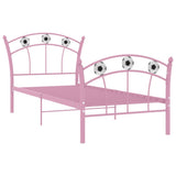 Bed Frame Pink Powder-coated metal Single Durable Bed Frame 324747