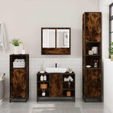 4 Piece Bathroom Furniture Set Smoked Oak Engineered Wood 3301242