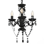 Chandelier with Beads Black Round 3 x E14 281597
