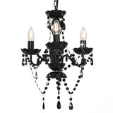 Chandelier with Beads Black Round 3 x E14 281597