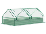 Metal Planter Box with Cover, Raised Garden Bed with Greenhouse, for Herbs and Vegetables, Green and T3398P311643
