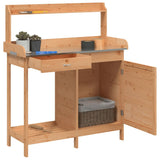 Potting Table with Cabinet Brown 110.5x45x124.5 cm Solid Wood Fir 156344