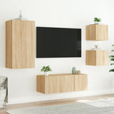 5 Piece TV Wall Units with LED Sonoma Oak Engineered Wood 3216827