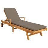 Sun Lounger with Cushion 100% Polyester Solid-Teak 42032672