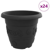 Round Flower Pot 24 pcs Black 39 x 32 cm Plastic 42020298