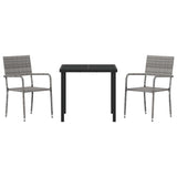 Garden Dining Set with Cushion 3 pcs Grey Poly Rattan 3379912