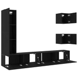 TV Cabinet Set Wall-mounted 6 pcs Black oak 160 x 30 x 30.5 cm 3393460