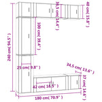7 Piece TV Cabinet Set Smoked Oak Engineered Wood 3188827