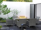 7 Pcs PE Rattan Dining Sets w/ Fire Pit Table, Garden Dining Set w/ Heater Table, Armchairs w/ T3398P325243
