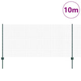 Welded Wire Fence with Posts 10 x 1 m Galvanised Steel Green 3336447