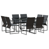 Garden Dining Set 9 pcs Black Steel 3335868