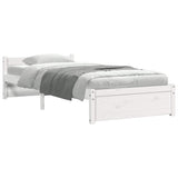 Bed Frame without Mattress White Solid Wood 75x190 cm Small Single 815005