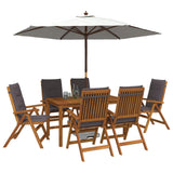 7-Piece Garden Dining Set Natural Solid Acacia Wood 3434561
