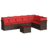 8 Piece Garden Sofa Set with Cushions Brown Poly Rattan 3217754