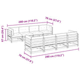 ZNTS 9 Piece Garden Sofa Set with Cushions Solid Wood Douglas Fir 3299360