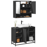 ZNTS 2 Piece Bathroom Furniture Set Black Engineered Wood 3300940