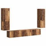 TV Cabinet Set Wall-mounted 4 pcs Old Wood Engineered Wood 3409049
