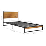 Bed Frame Black, Wood brown Powder-coated metal, MDF Single 324862