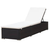 Sun Lounger with Cream White Cushion Poly Rattan Brown 317105
