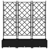 Garden Planter 3 pcs Black 120 x 40 x 125.5 cm Plastic 42002839