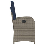 Reclining Garden Chair with Cushions Grey Poly Rattan 365167