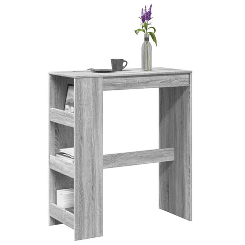 ZNTS Bar Table with Racks Grey Sonoma 90x40x103.5 cm Engineered Wood 854378