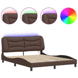 Bed Frame with LED without Mattress "Hvar" Brown 160x200 cm 3213943