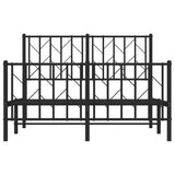Metal Bed Frame without Mattress with Footboard Black 120x200cm 374453