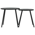 ZNTS Garden Coffee Tables 2 pcs Round Black Powder-coated Steel 4008112