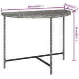 Garden Table Grey 100x50x75 cm Poly Rattan 316653