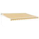 Retractable Awning Yellow and White 4.5x3 m Fabric and Aluminium 3154434