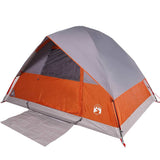 Camping Tent Dome 4-Person Grey and Orange Waterproof 94701