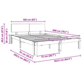 Bed Frame with Headboard Wax Brown 160 x 200 cm Solid Pine Wood 863983