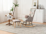 Rocking Chair, Fabric Relaxing Chair Wingback Accent Chair Solid Wood Legs, Accent Armchair N605P181754Z