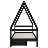 Kids Bed Frame with Drawers Black 90x200 cm Solid Wood Pine 834470