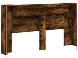 Headboard Cabinet with LED Smoked Oak 140 x 16.5 x 103.5 cm 8006564