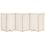 Dog Gate with Door Foldable 6 Panels 300 cm Solid Wood Fir 352271