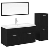 Bathroom Furniture Set 4 pcs Black Oak Engineered Wood 3334353