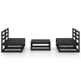 5 Piece Garden Lounge Set Black Solid Pinewood 3075243