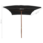 ZNTS Garden Parasol with Wooden Pole Black 200x300 cm 313760