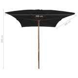 ZNTS Garden Parasol with Wooden Pole Black 200x300 cm 313760