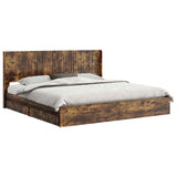 Bed Frame with Storage and Headboard Smoked Oak 180 x 200 cm 3414005