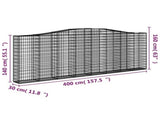 Arched Gabion Baskets 6 pcs 400x30x140/160 cm Galvanised Iron 3145856
