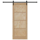 Sliding Door Natural and Black 86 x 211 cm Solid Pine Wood 3333204