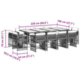 13 Piece Garden Dining Set with Cushions Grey Poly Rattan 3211760