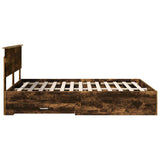Bed Frame with Drawer Smoked Oak 140 x 190 cm Engineered Wood 3410899