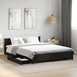 ZNTS Bed Frame with Drawers without Mattress Black 120x200 cm 3279937